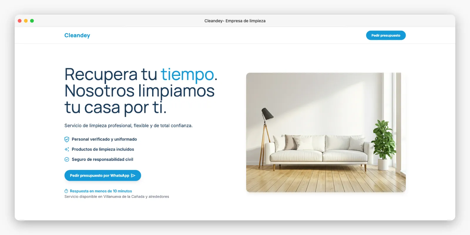 Captura del proyecto Cleandey